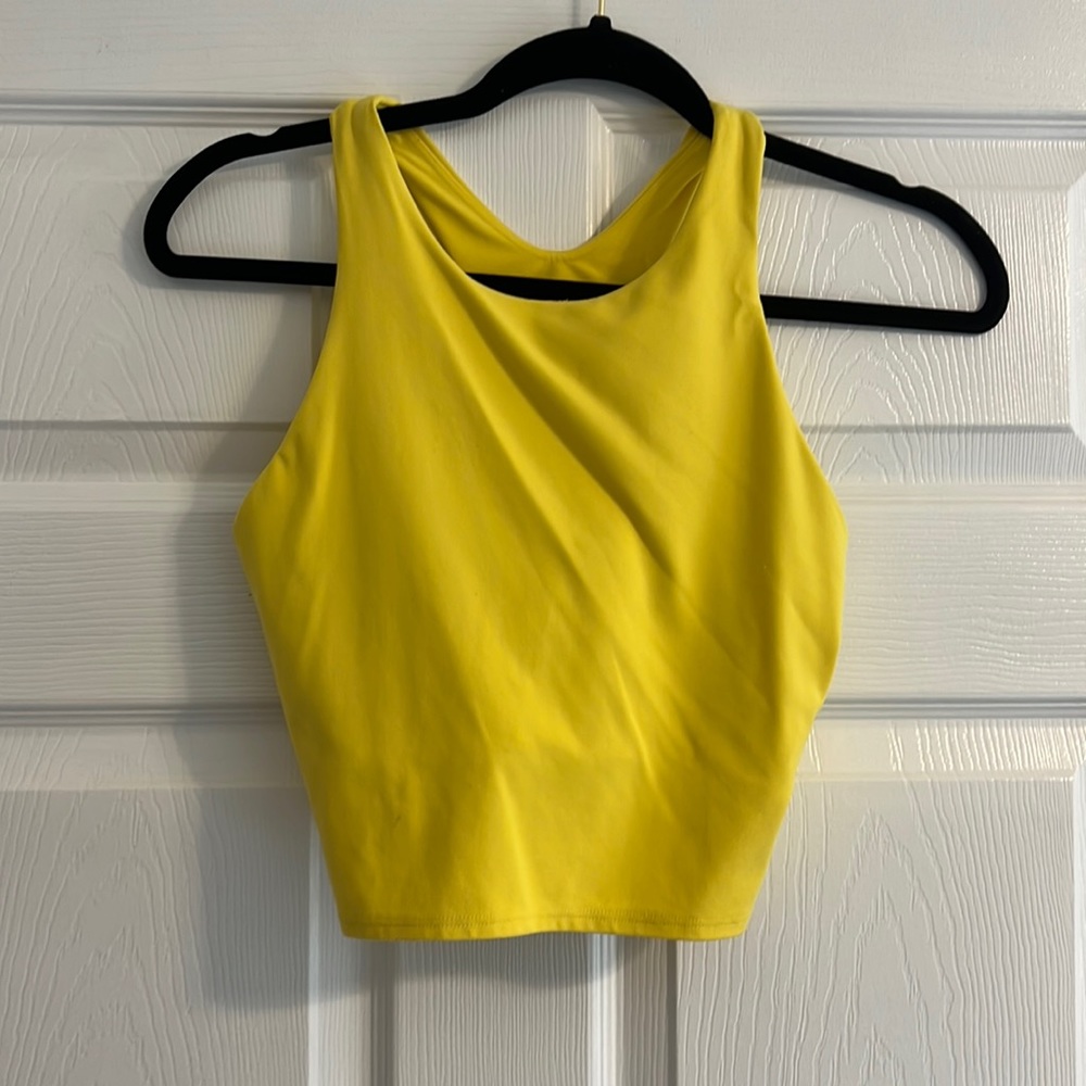 Athleta Concious Crop Tank Yellow Powervita Built in Bra M